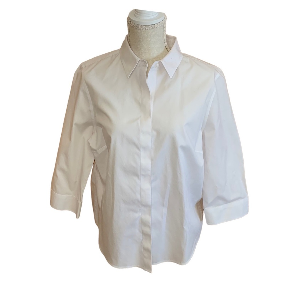 No Iron White Button Up Blouse